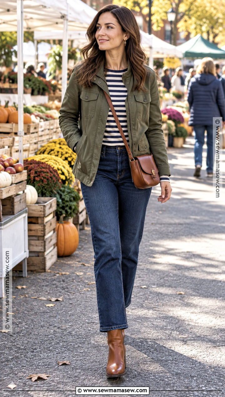Autumn Utility Jacket And Striped Shirt Outfit - 15 autumn casual style outfit ideas