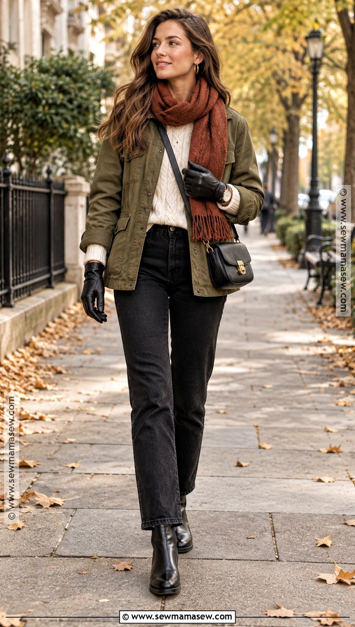 Autumn Utility Jacket Outfit With Black Jeans - 15 autumn outfit collage with accessories