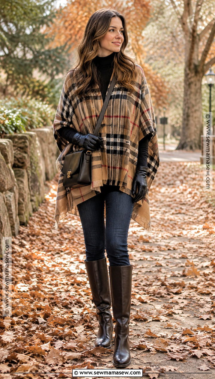 Autumn Walk Outfit With Poncho And Skinny Jeans - 25 autumn walk outfit ideas