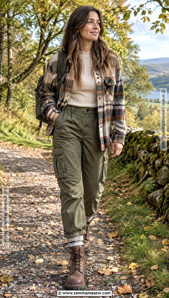 Autumn Walk Outfit With Shacket And Cargo Pants - 25 autumn walk outfit ideas