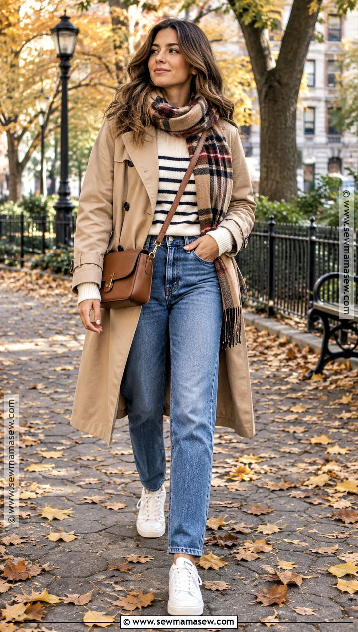 Autumn Walk Outfit With Trench Coat And Jeans - 25 autumn walk outfit ideas