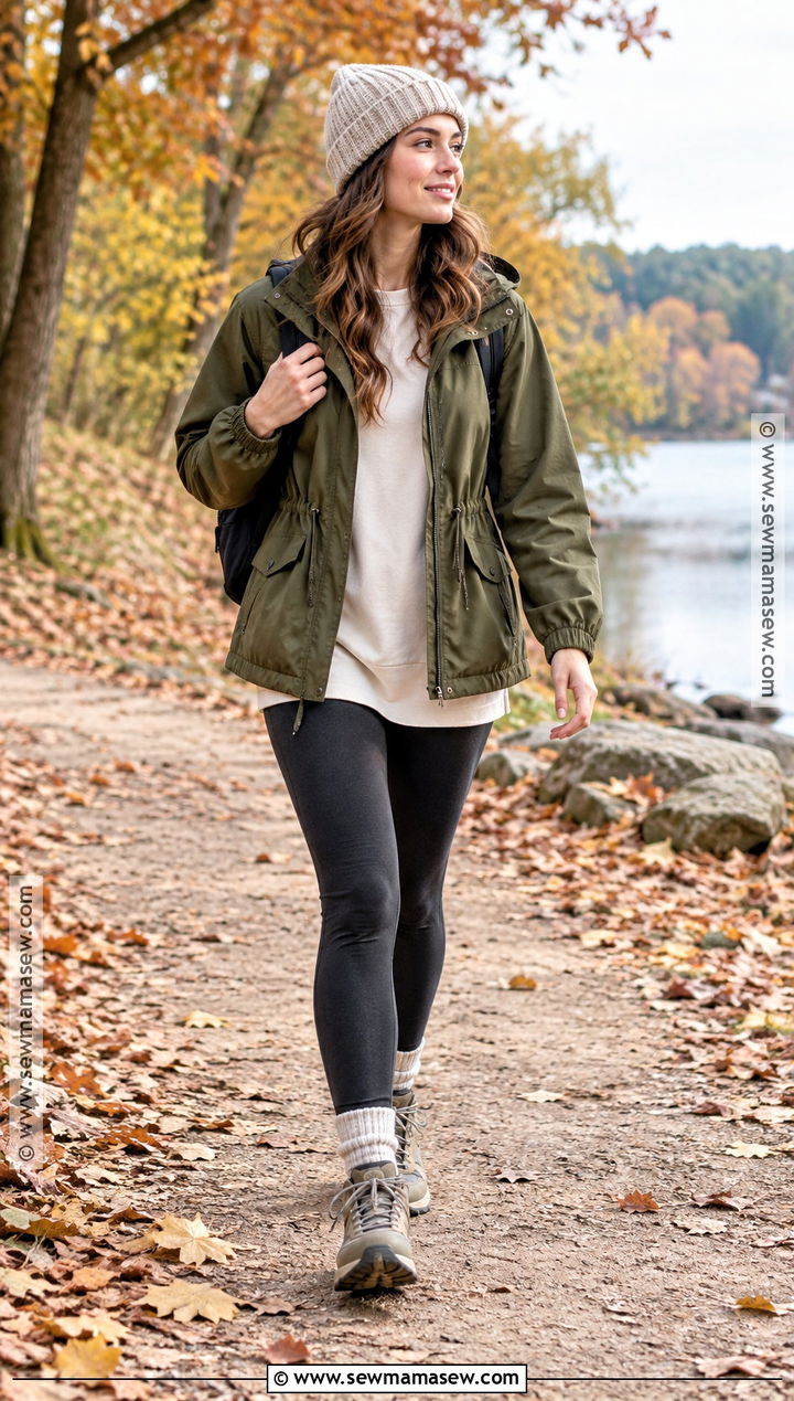 Autumn Walk Outfit With Utility Jacket And Leggings - 25 autumn walk outfit ideas