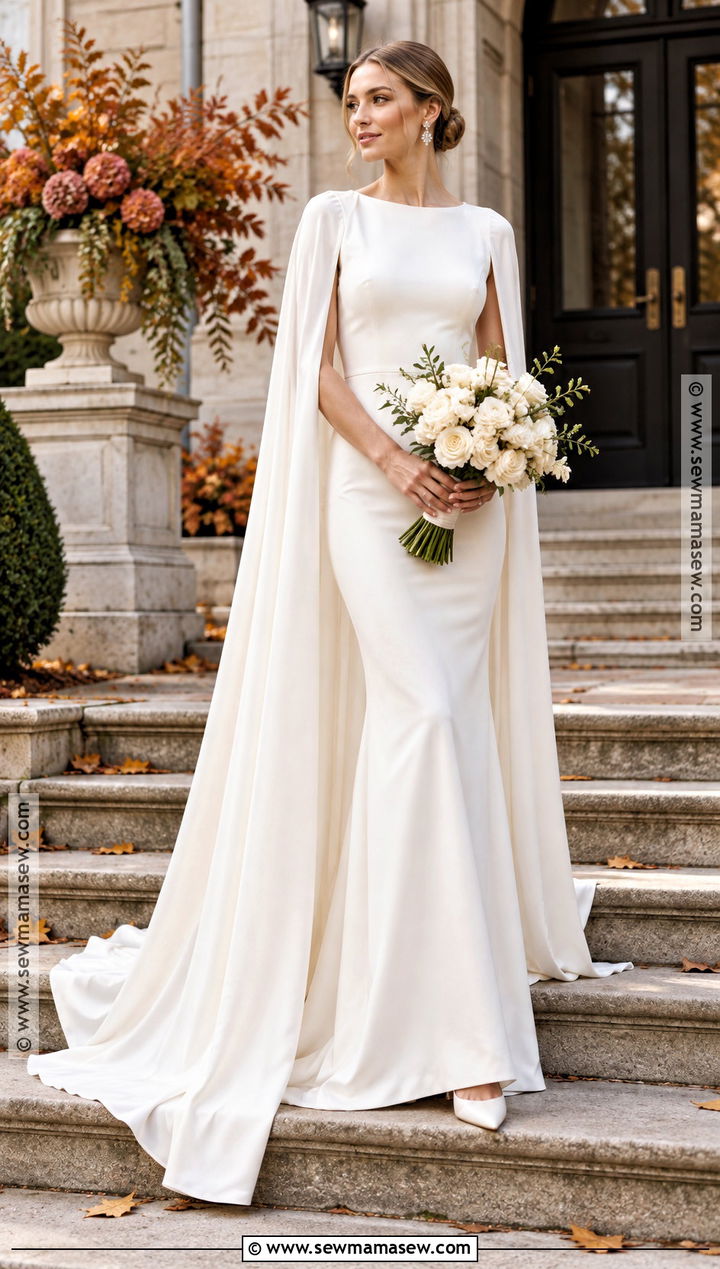 Autumn Wedding Dress With Bridal Cape - 20 wedding dress autumn ideas