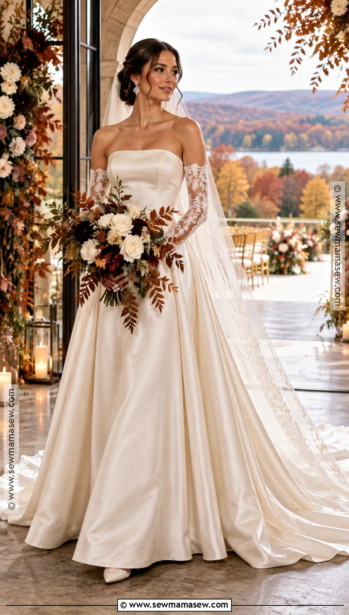 Autumn Wedding Dress With Detachable Sleeves - 20 wedding dress autumn ideas