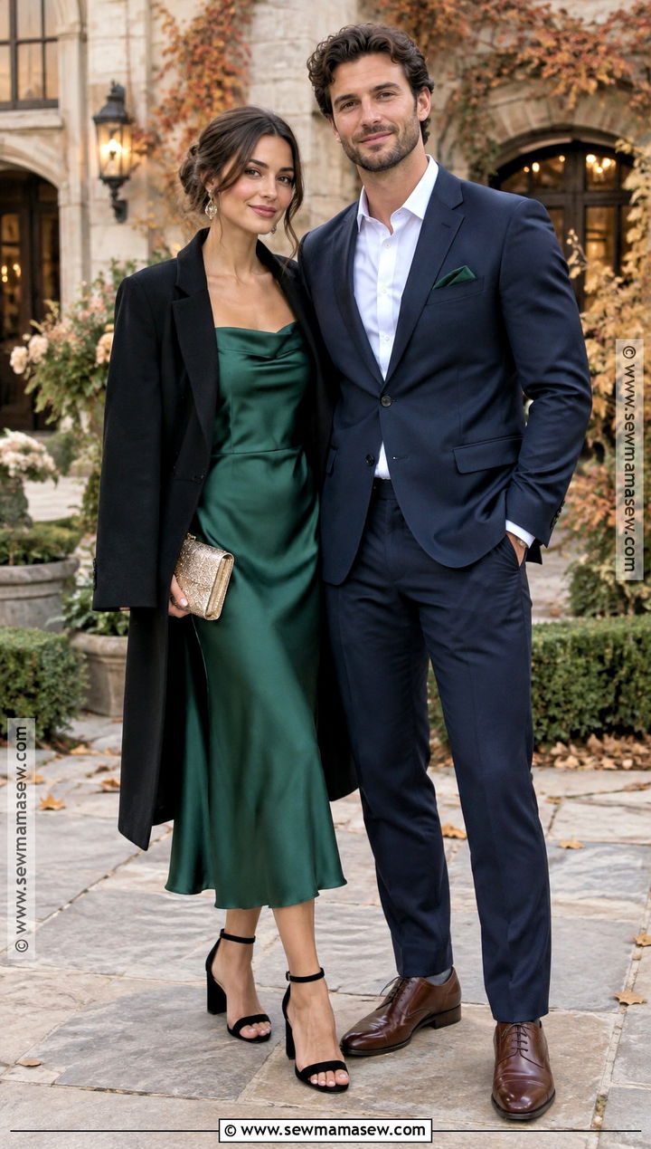 Autumn Wedding Guest Couple Outfit - 15 couples autumn outfits