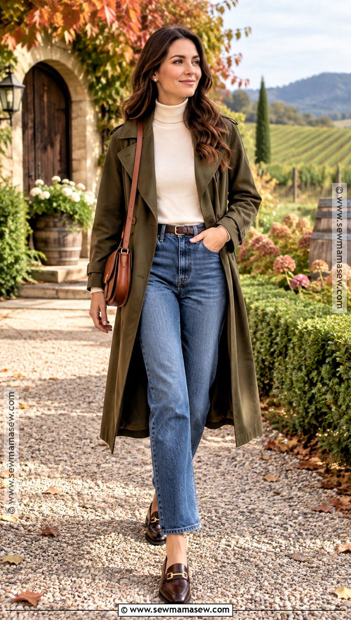 Autumn Winery Outfit With A Trench Coat - 20 winery outfit autumn ideas