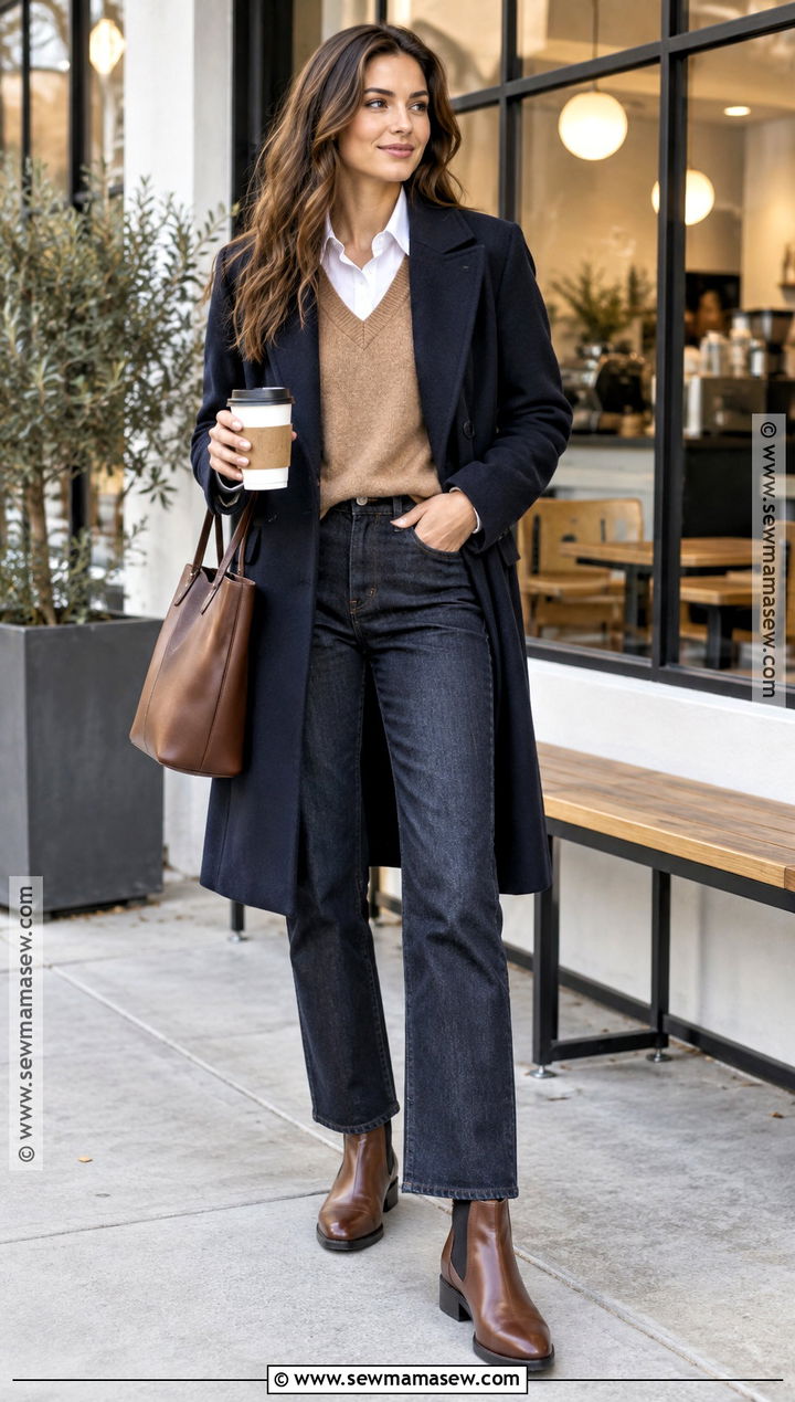 Autumn Winter Button Down And Sweater Vest Outfit - 20 autumn winter casual outfits
