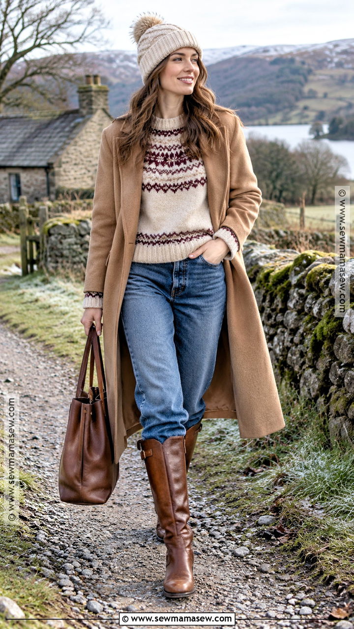 Autumn Winter Fair Isle Sweater and Relaxed Jeans Outfit - 20 Autumn Winter Outfits for Women
