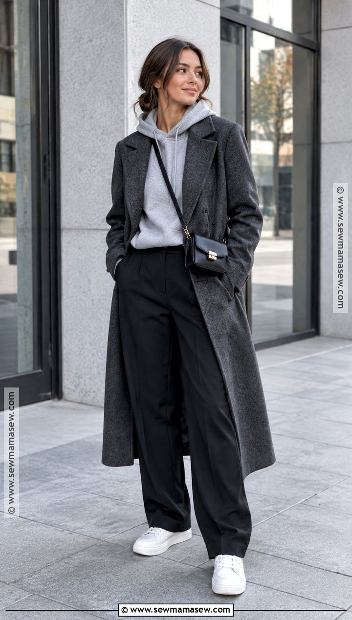 Autumn Winter Hoodie And Wool Coat Outfit - 20 autumn winter casual outfits