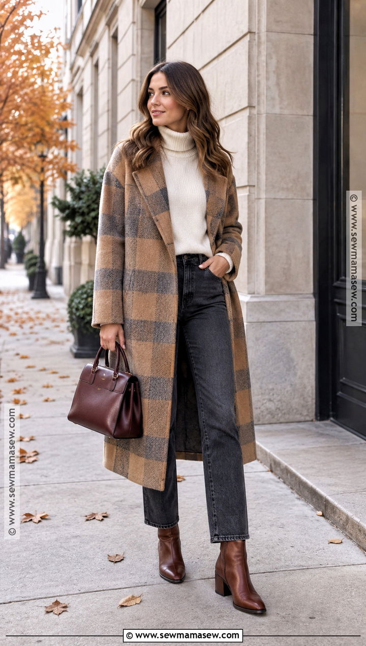 Autumn Winter Plaid Coat Outfit - 25 Autumn Winter Fashion Ideas