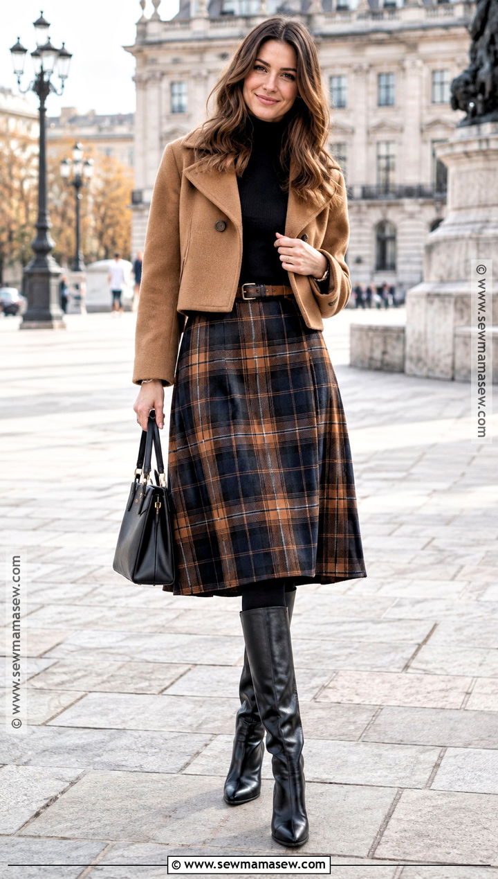 Autumn Winter Plaid Skirt And Turtleneck Outfit - 20 autumn winter casual outfits