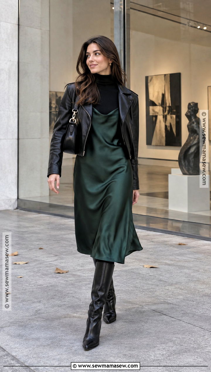 Autumn Winter Slip Dress And Turtleneck Outfit - 25 autumn winter outfits