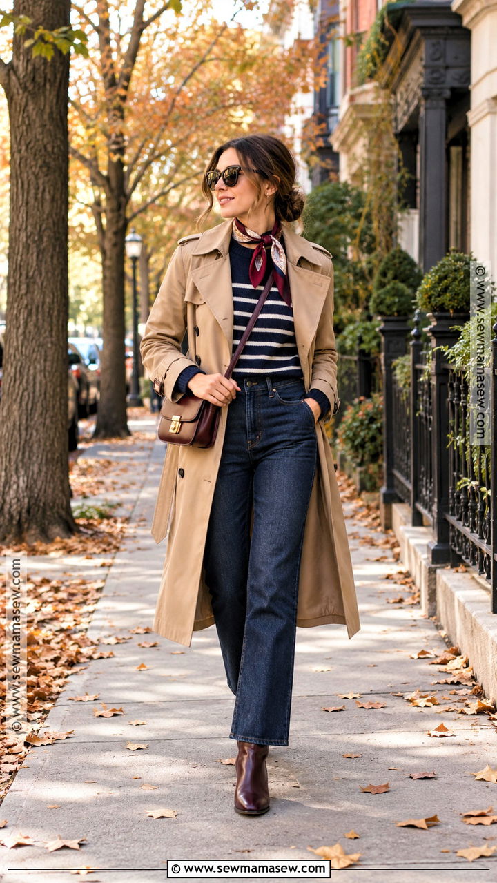 Autumn Winter Trench Coat and Dark Denim Outfit - 20 Autumn Winter Outfits for Women