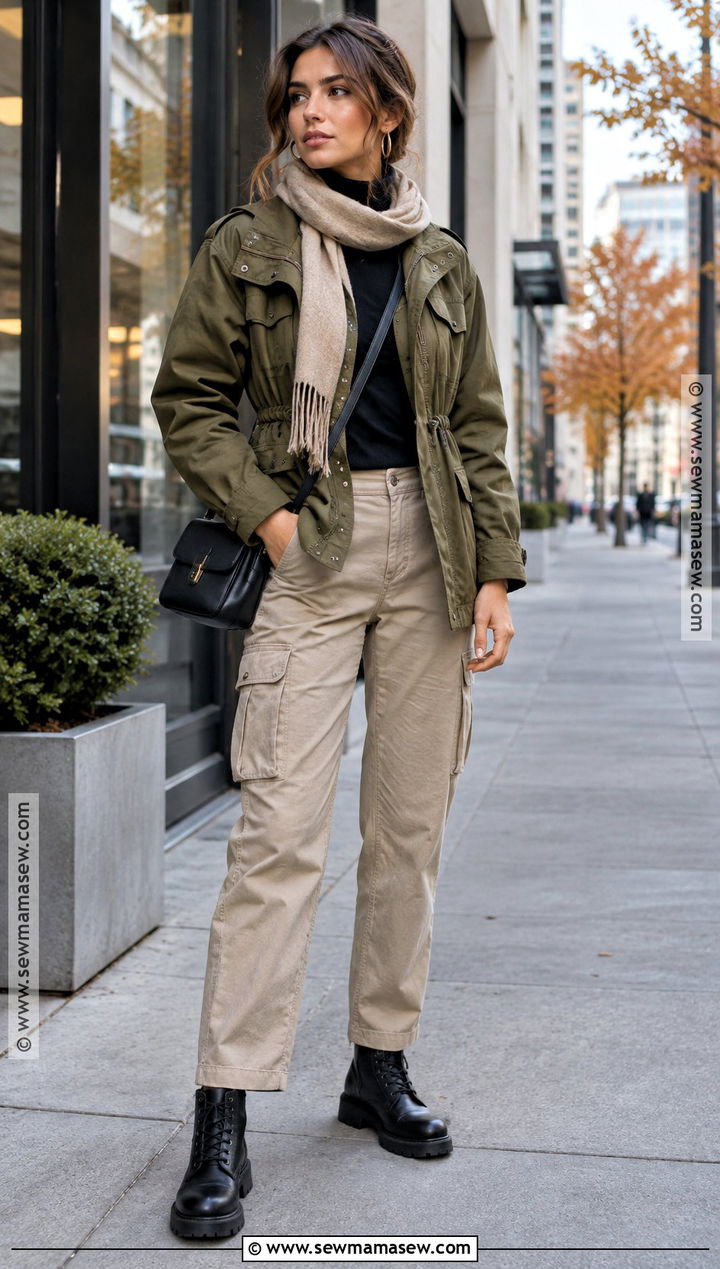 Autumn Winter Utility Jacket And Cargo Trousers Outfit - 25 autumn winter outfits