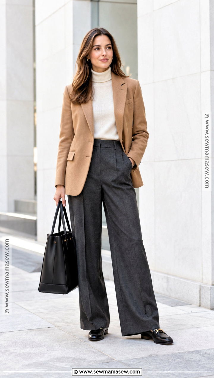 Autumn Wool Blazer And Tailored Trousers Outfit - 25 autumn capsule wardrobe ideas 2026