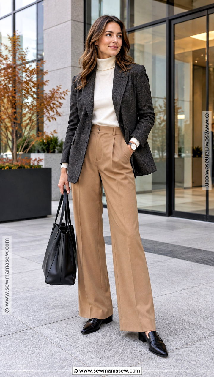 Autumn Wool Blazer With Turtleneck And Trousers - 15 autumn style essentials