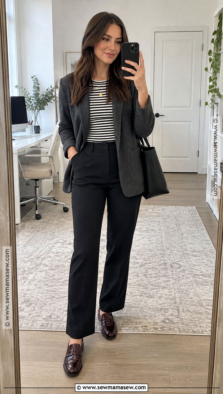 Autumn Work Outfit With Sweater Blazer and Ponte Pants - 20 casual work outfits autumn