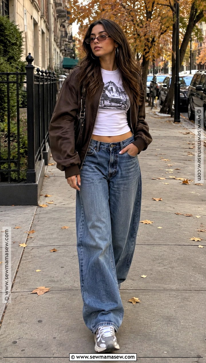 Autumn Y2K Baby Tee And Baggy Jeans Outfit - 20 Autumn Y2K Outfits