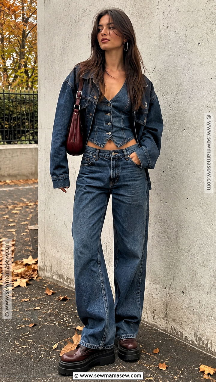 Autumn Y2K Double Denim Outfit - 20 Autumn Y2K Outfits