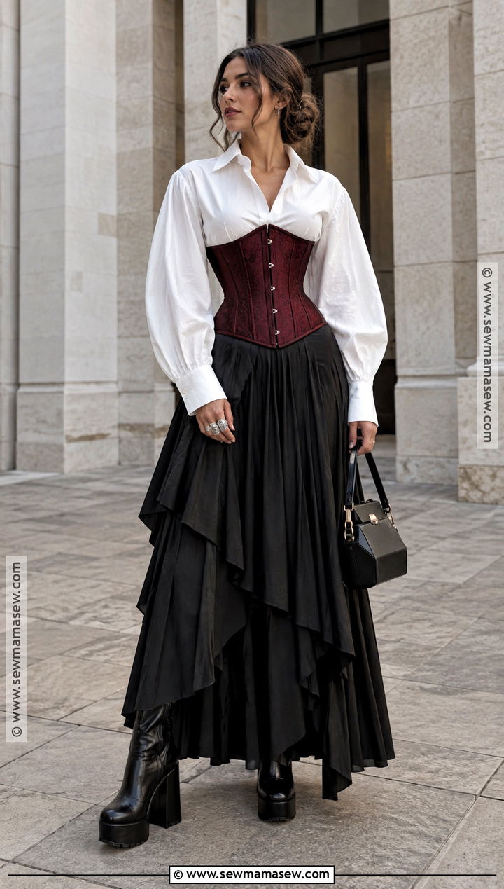Avant Garde Corset And Maxi Skirt Outfit - 15 Fall Avant Garde Fashion Ideas