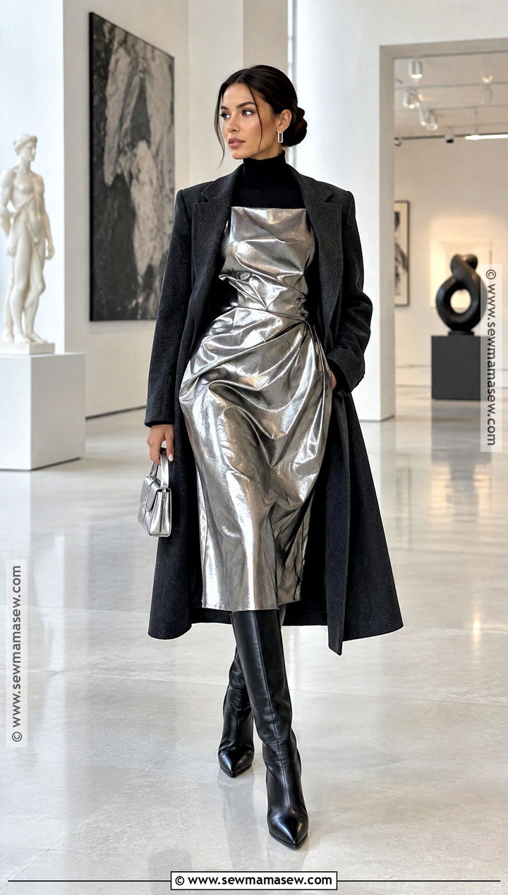 Avant Garde Metallic Dress Outfit - 15 Fall Avant Garde Fashion Ideas
