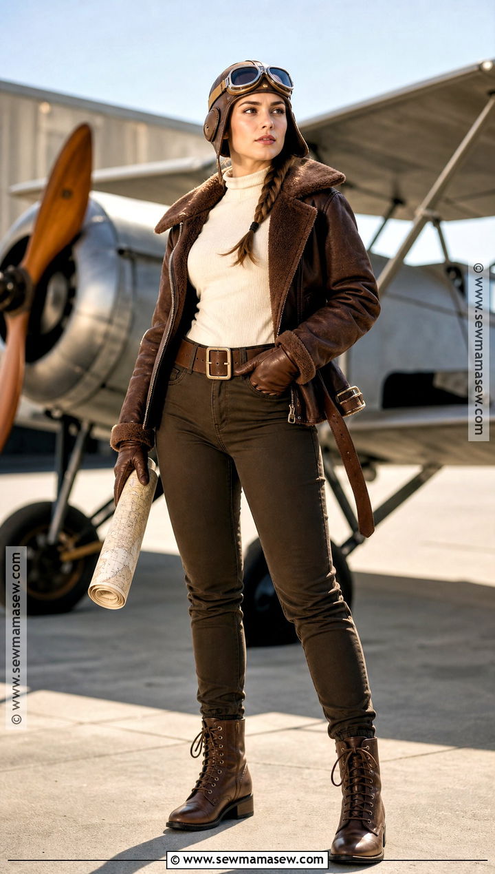 Aviator Biker Girl Costume - 30 Biker Girl Costume Ideas