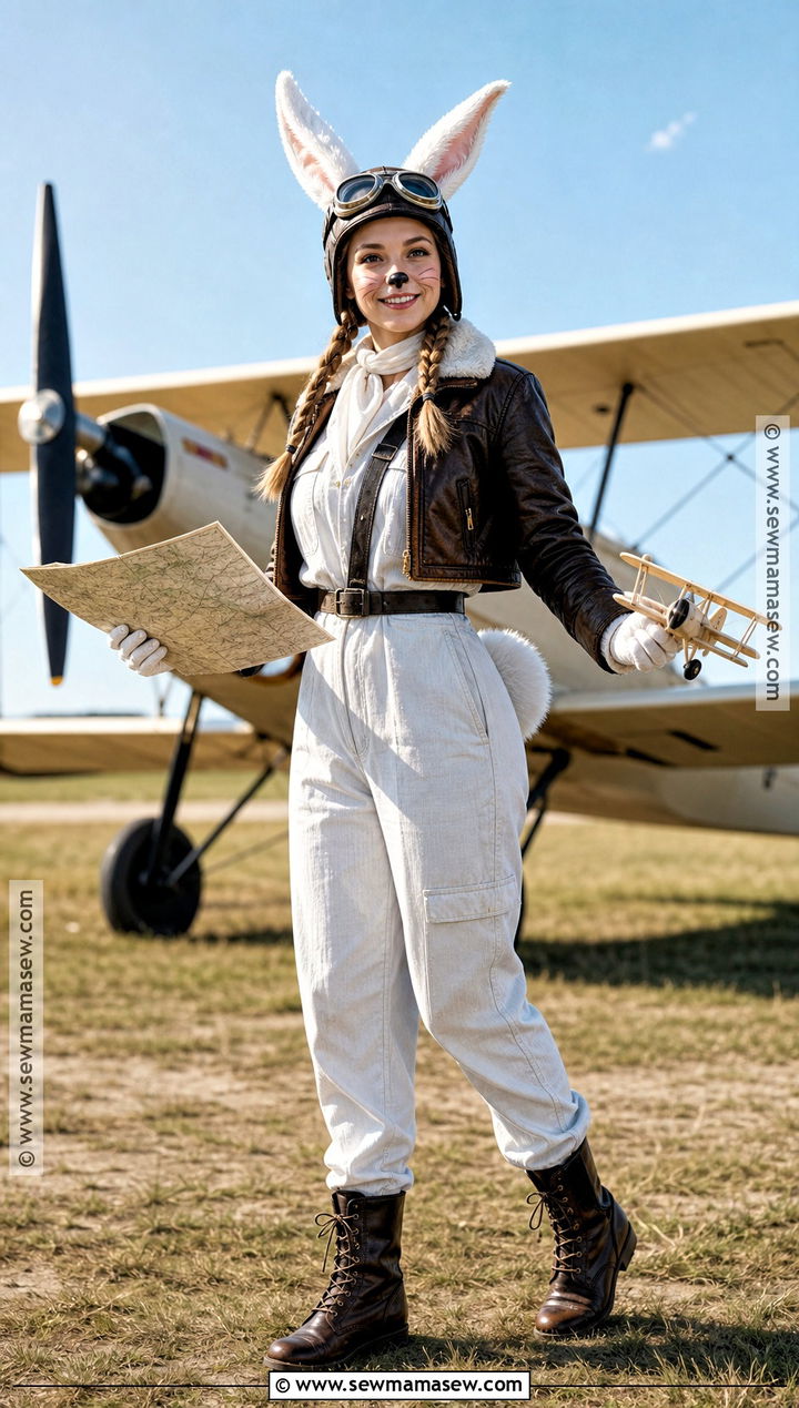 Aviator White Bunny Costume - 30 white bunny halloween costumes