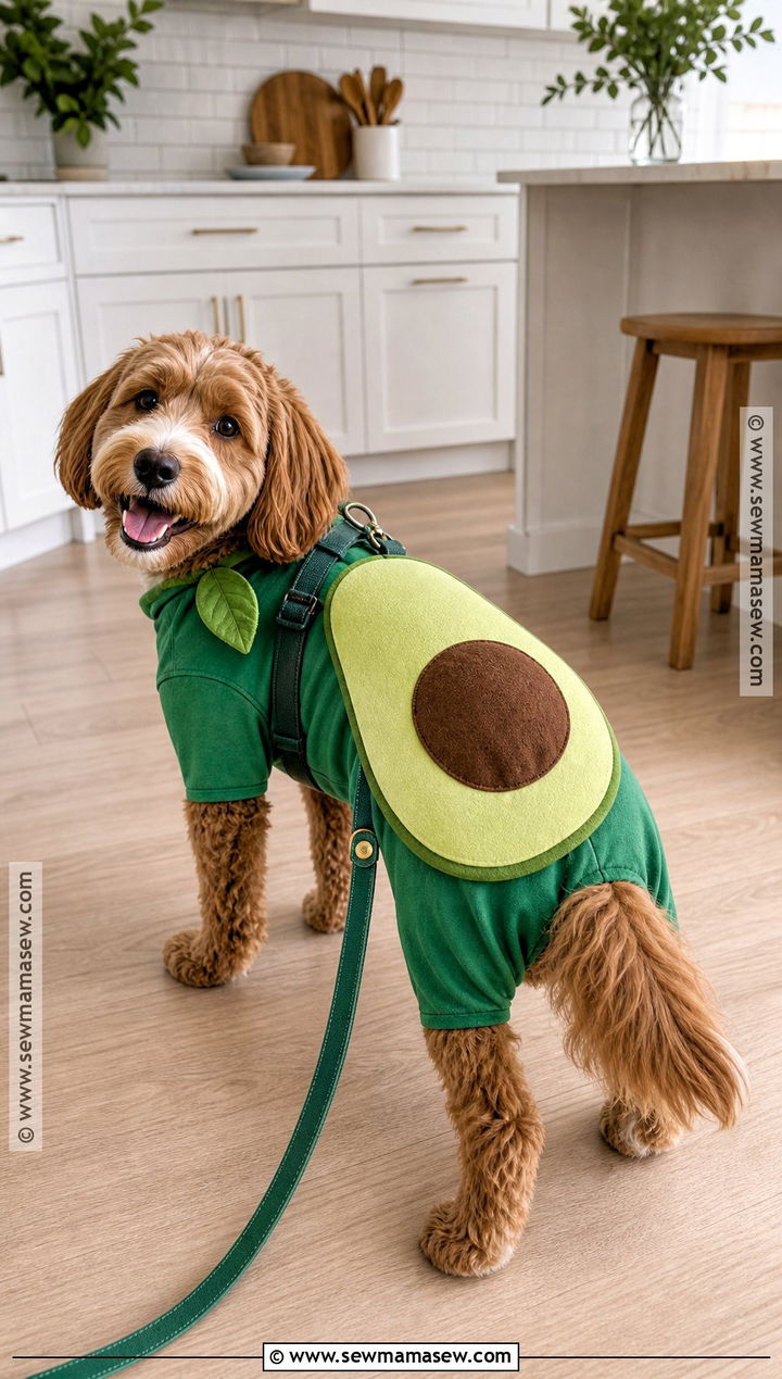 Avocado Dog Costume With Brown Center - 35 dog costume ideas