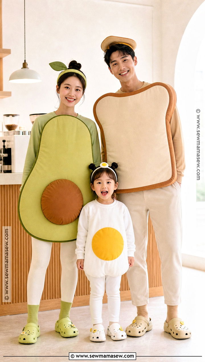 Avocado Toast And Egg Costume - 35 halloween family costumes for 3