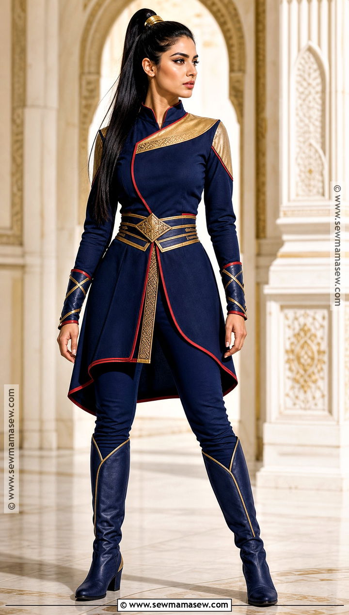 Azula Costume With Blue And Gold Armor - 30 long black hair halloween costumes