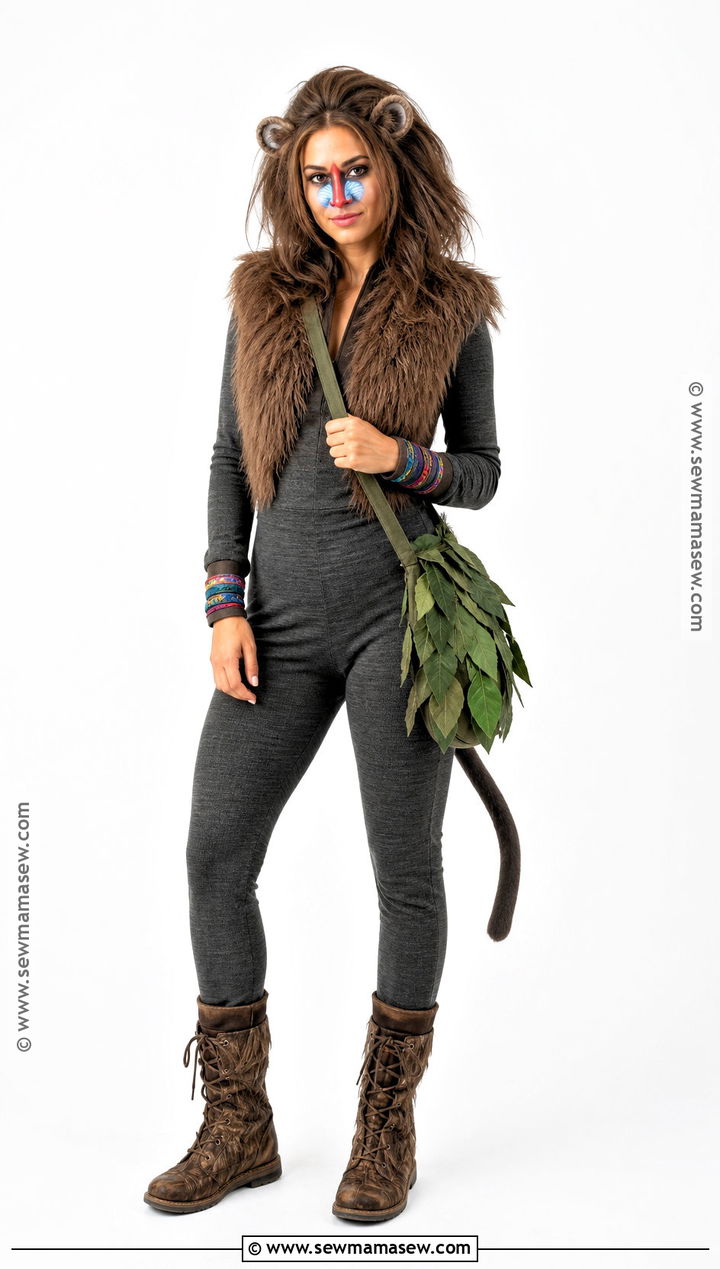 Baboon Costume With Colorful Makeup - 35 Monkey Costume Ideas for Women