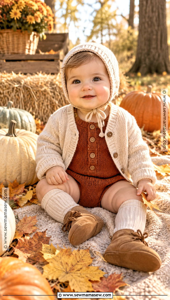 Baby Autumn Photo Outfit With Knit Romper - 20 baby autumn outfits