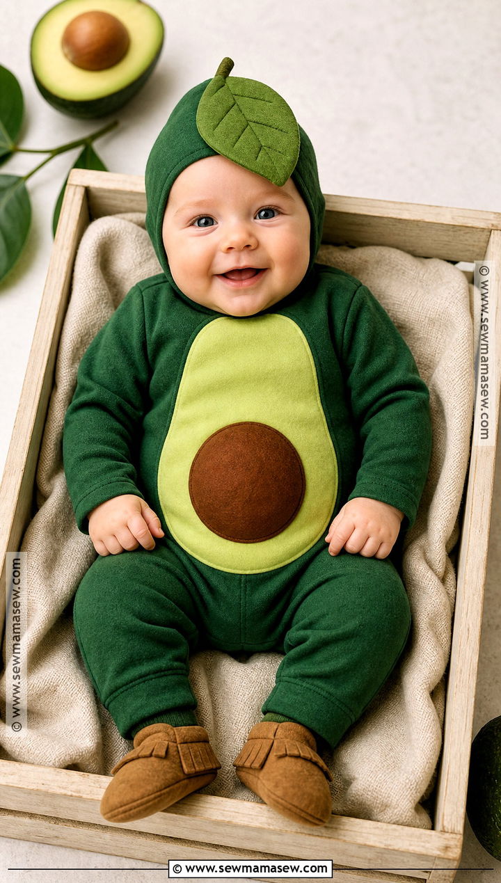 Baby Avocado Costume With Brown Belly - 30 baby halloween costume ideas