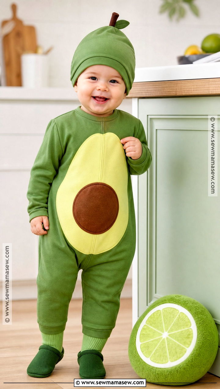 Baby Avocado Costume With Brown Belly - 30 halloween baby costumes