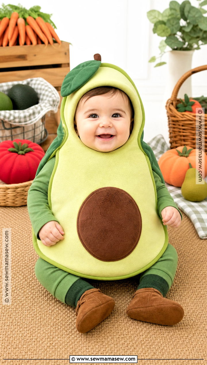 Baby Avocado Costume With Brown Belly - 30 baby costumes for boys