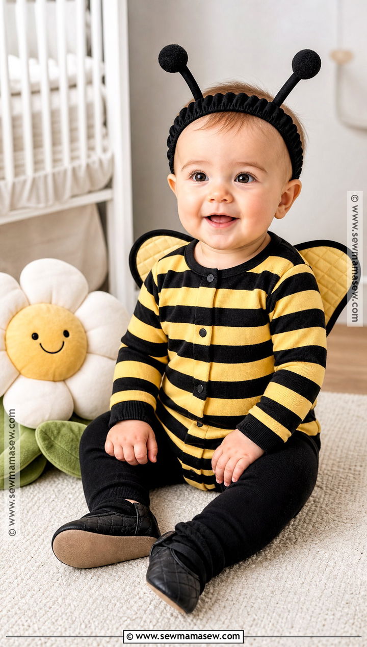 Baby Bee Costume With Striped Romper - 40 bee costume ideas