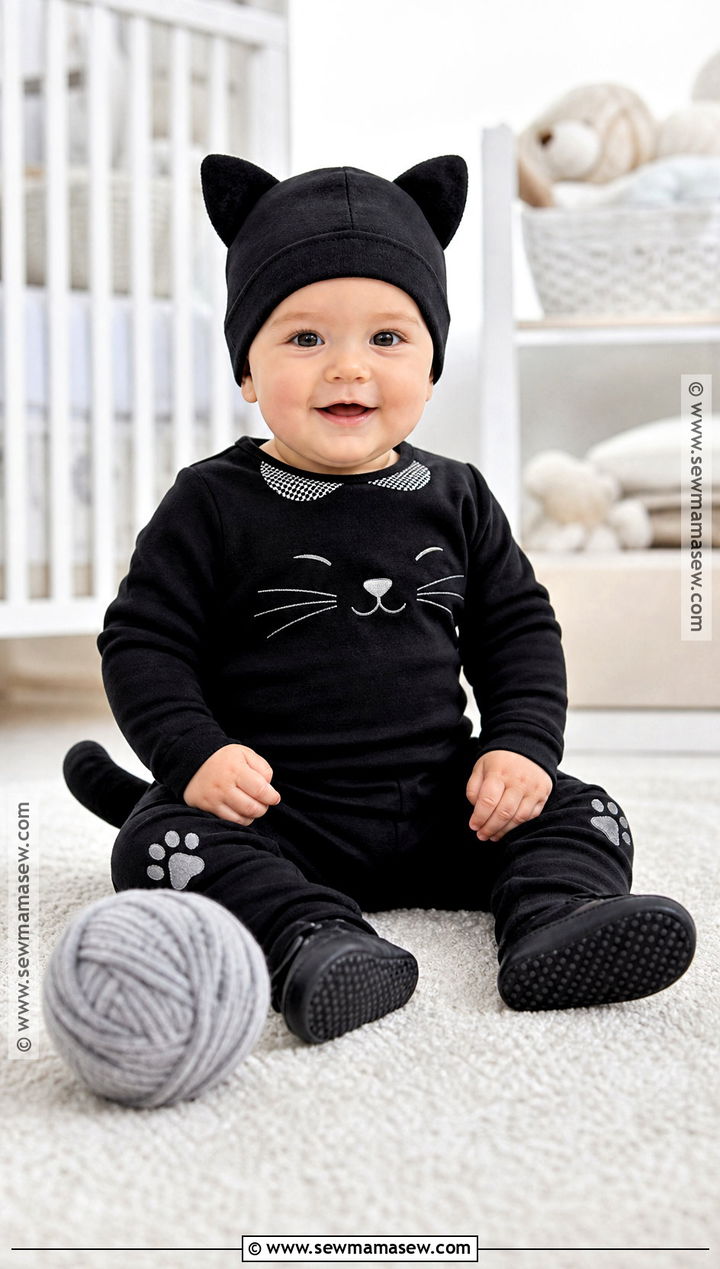 Baby Black Cat Costume With Soft Romper - 45 black cat halloween costume ideas