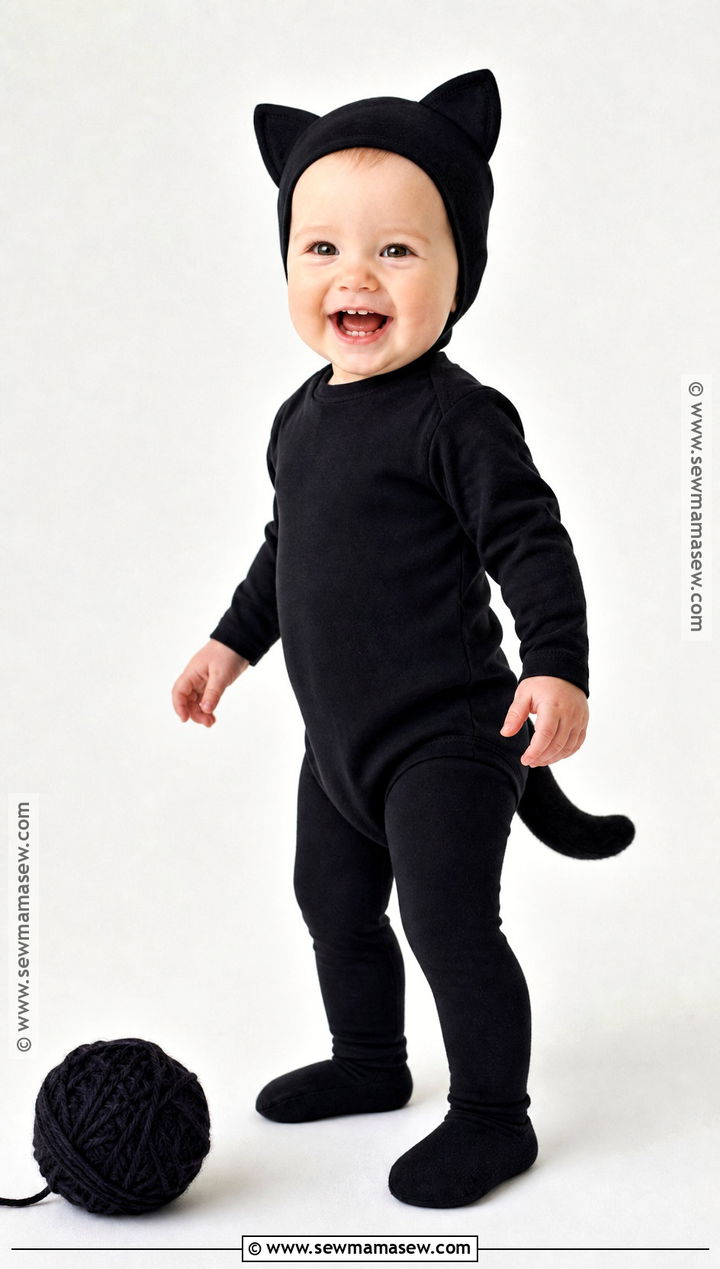 Baby Black Cat Costume With Soft Tail - 30 halloween baby costumes