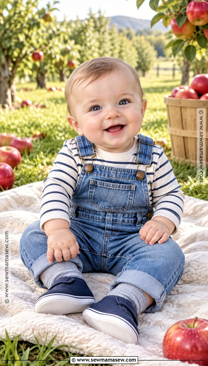 Baby Boy Fall Outfit With Denim Overalls And Striped Bodysuit - 15 Baby Boy Fall Outfits 6 Months
