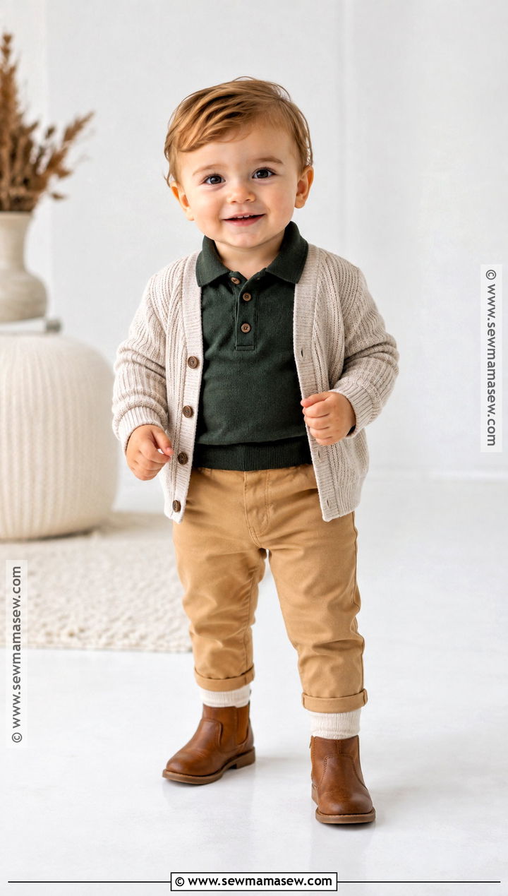 Baby Boy Fall Outfit With Knit Polo And Trousers - 25 baby boy fall outfits