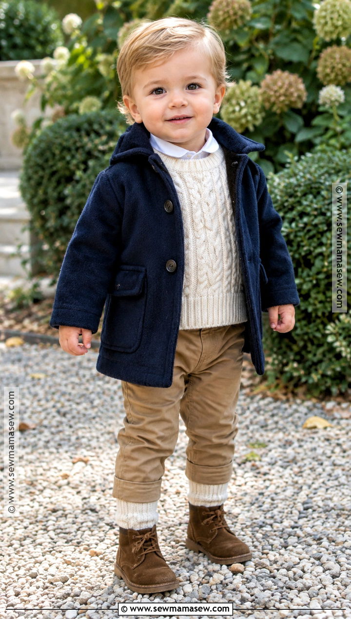 Baby Boy Fall Outfit With Knit Sweater And Chinos - 25 baby boy fall outfits