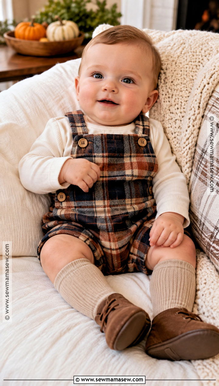 Baby Boy Fall Outfit With Plaid Romper And Bodysuit - 15 baby boy fall outfits 3-6 months