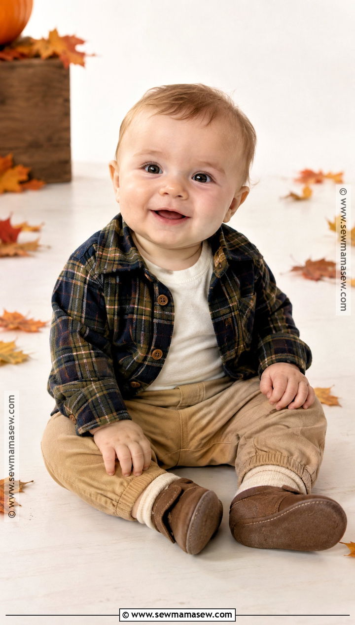 Baby Boy Fall Outfit With Plaid Shirt And Chinos - 15 Baby Boy Fall Outfits 6 Months