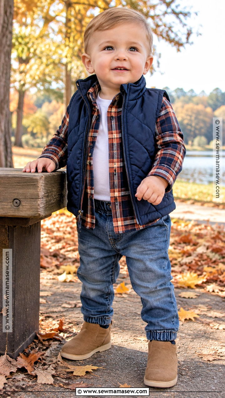 Baby Boy Fall Outfit With Plaid Shirt And Jeans - 25 baby boy fall outfits