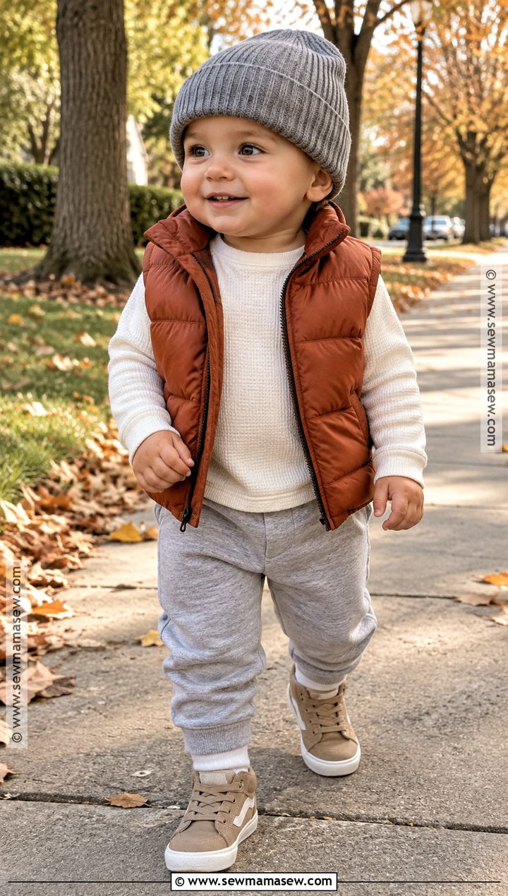 Baby Boy Fall Outfit With Puffer Vest And Sweatpants - 25 baby boy fall outfits