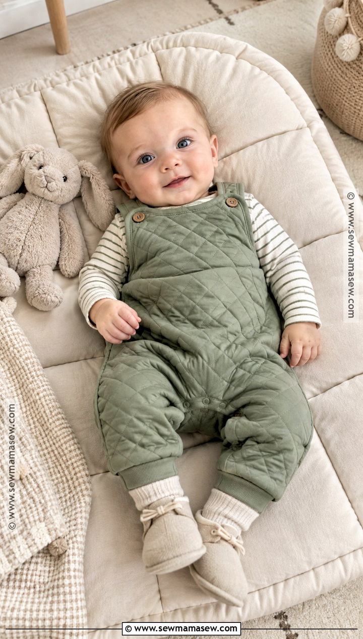 Baby Boy Fall Outfit With Quilted Romper And Long Sleeve Bodysuit - 15 baby boy fall outfits 3-6 months