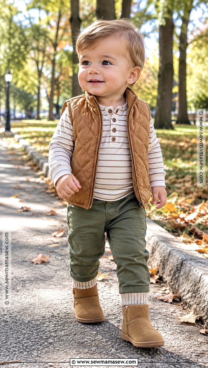 Baby Boy Fall Outfit With Quilted Vest - 25 baby boy fall outfits