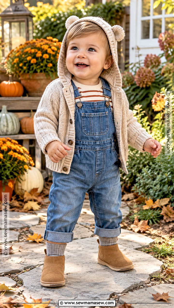 Baby Boy Fall Outfit With Striped Bodysuit And Overalls - 25 baby boy fall outfits