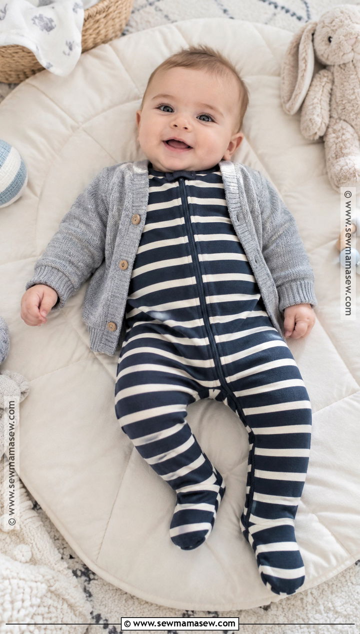 Baby Boy Fall Outfit With Striped Footed Sleeper - 15 baby boy fall outfits 3-6 months