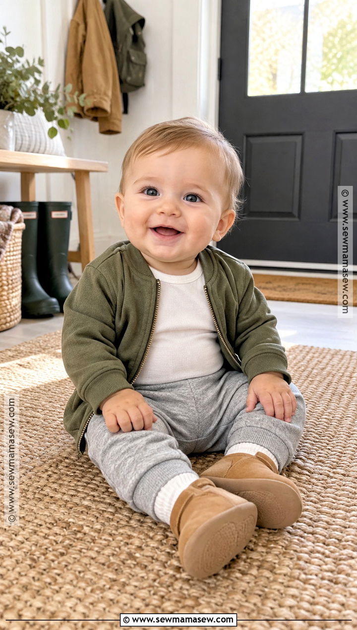 Baby Boy Fall Outfit With Zip Jacket And Fleece Pants - 15 baby boy fall outfits 3-6 months